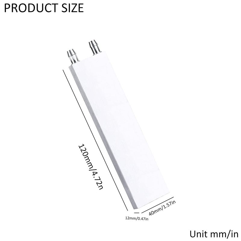 Clyxgs Aluminum Water Cooling Block,Liquid Cold Water Plate Heat Sink Water-Cooled Exchanger Head semiconductor Refrigeration Sheet CPU Graphics Radiator Heatsink Endothermic Head(40 x 120 x 12mm)2pcs - Image 3